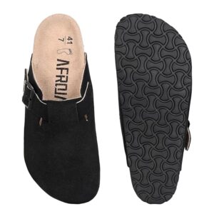 AFROJACK Men's Leather Sandals Lightweight With EVA Sole - BLACK, 7UK